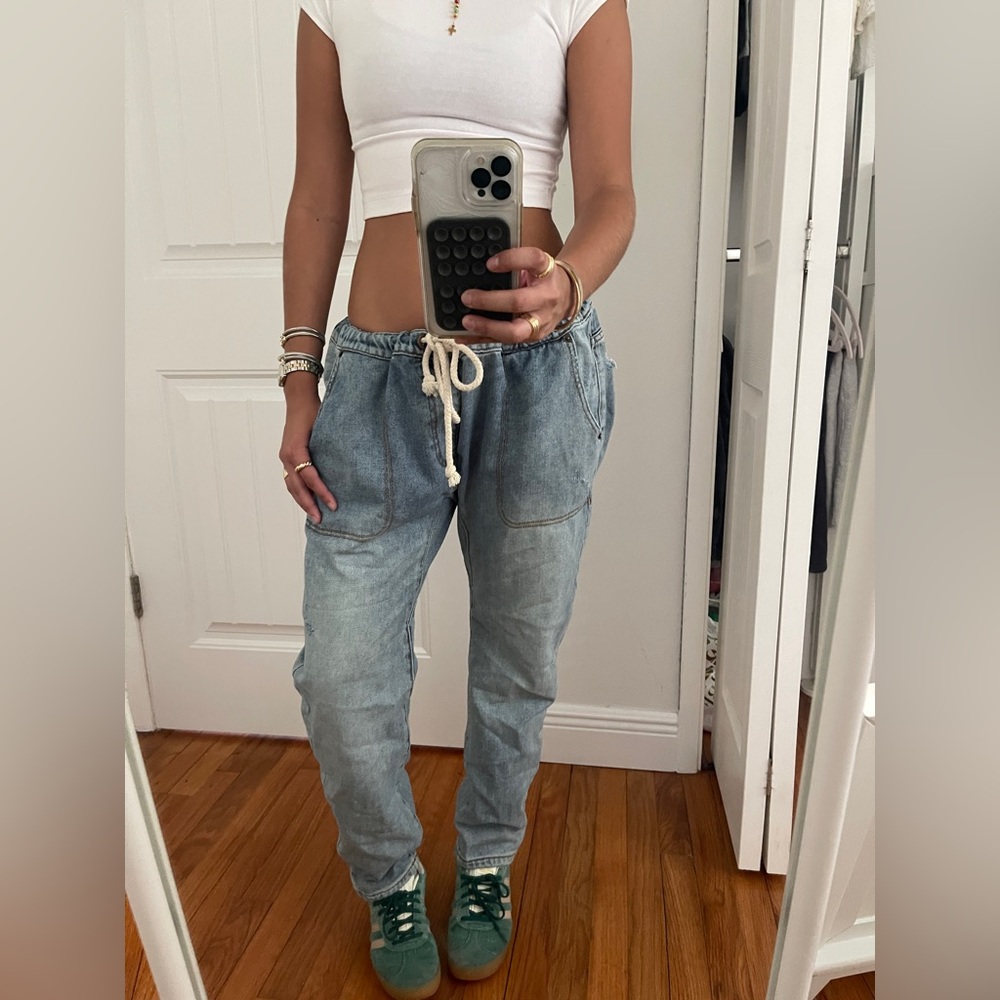 One Teaspoon Light Blue Drawstring Jeans
